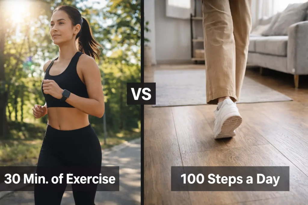 30 Min. of Exercise vs 100 Steps a Day: Which One is Better? 30 Min. of Exercise vs 100 Steps a Day